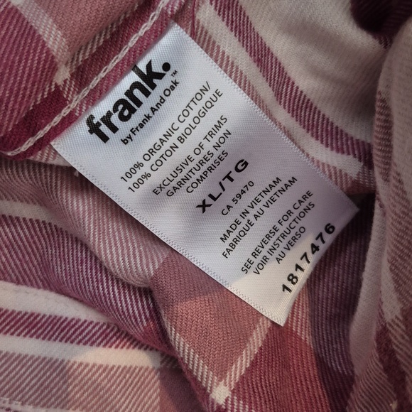 XL: Frank And Oak Checkered Shirt - Pink and White - Picture 7 of 8